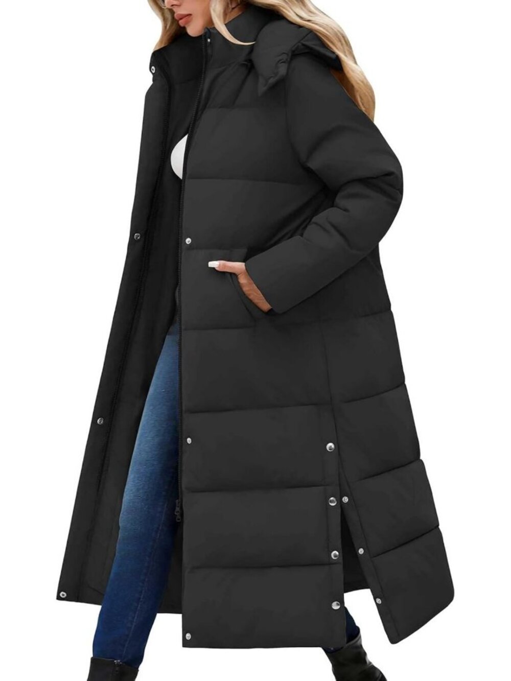 Cozy Women's Long Maxi Down Puffer Jacket - Warm Winter Coat for Cold Weather